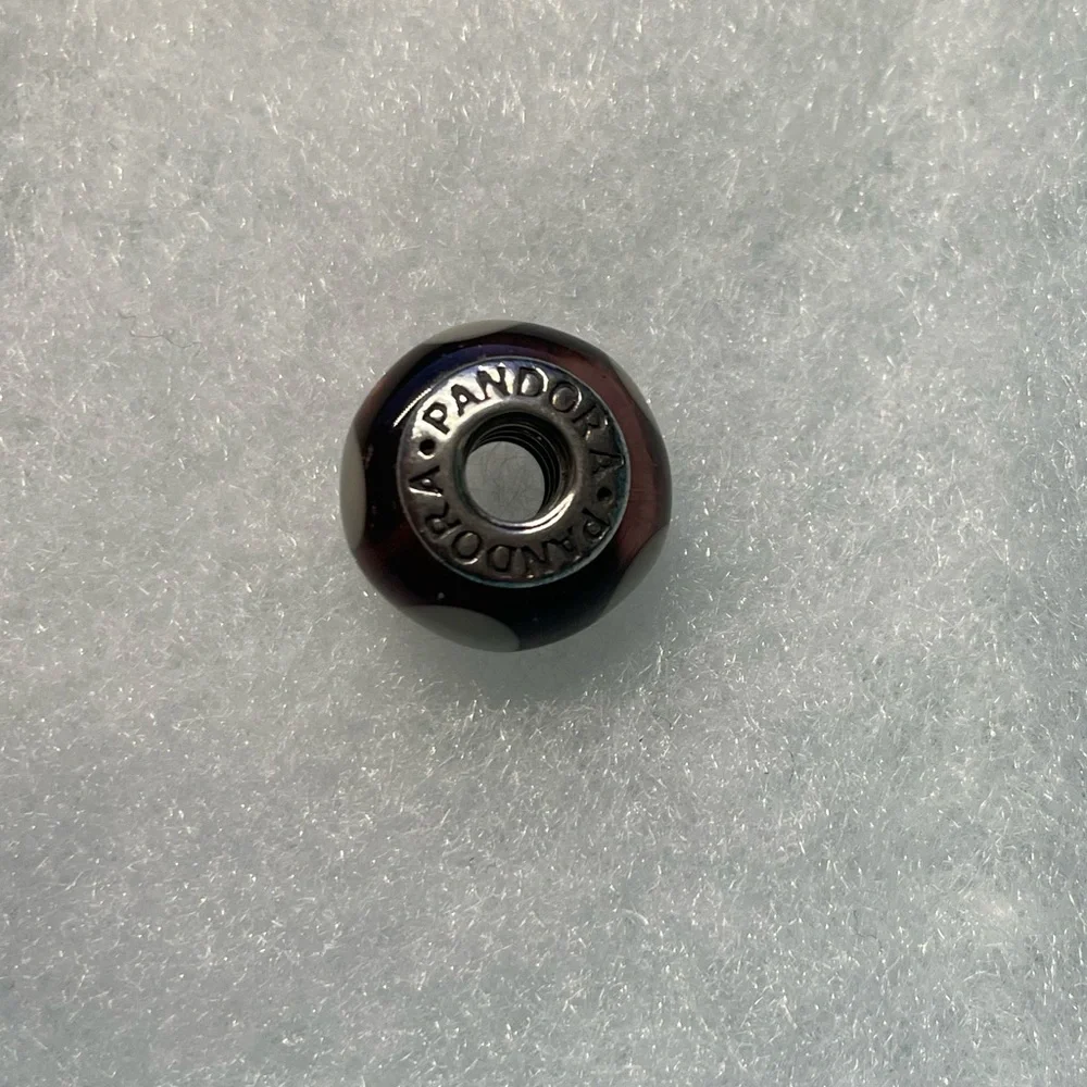 Pandora Purple White Heart Murano Glass Charm - Picture 2 of 2